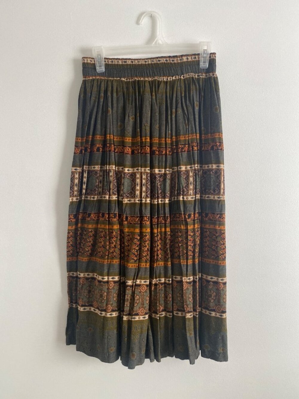 Vintage Stonebridge Boho Midi Skirt With Elastic Waist Size Medium